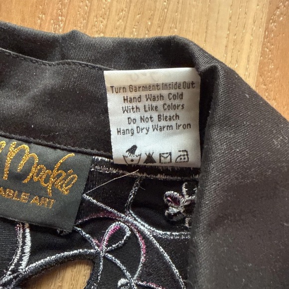 Bob Mackie Wearable Art Jacket 1X Black Pink Floral Embroidered Cutouts Western - Picture 5 of 8